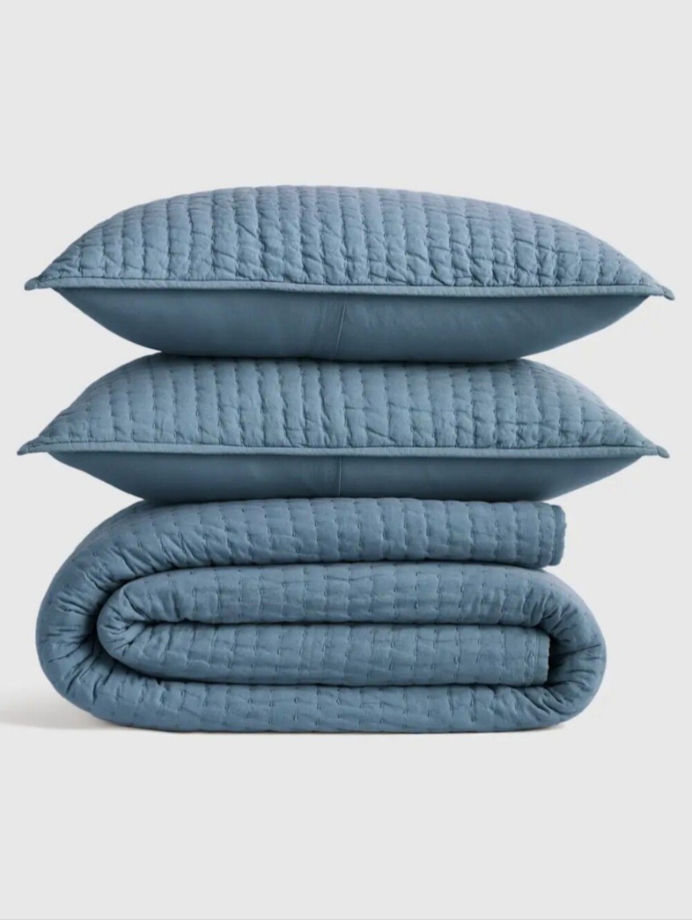 Quince European Linen Cotton Stitch Quilt Set, Glacier Blue